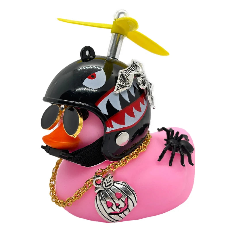 Halloween Duck Car Pendant – Yellow Duck with Helmet, Broken Wind, Bike Accessory.