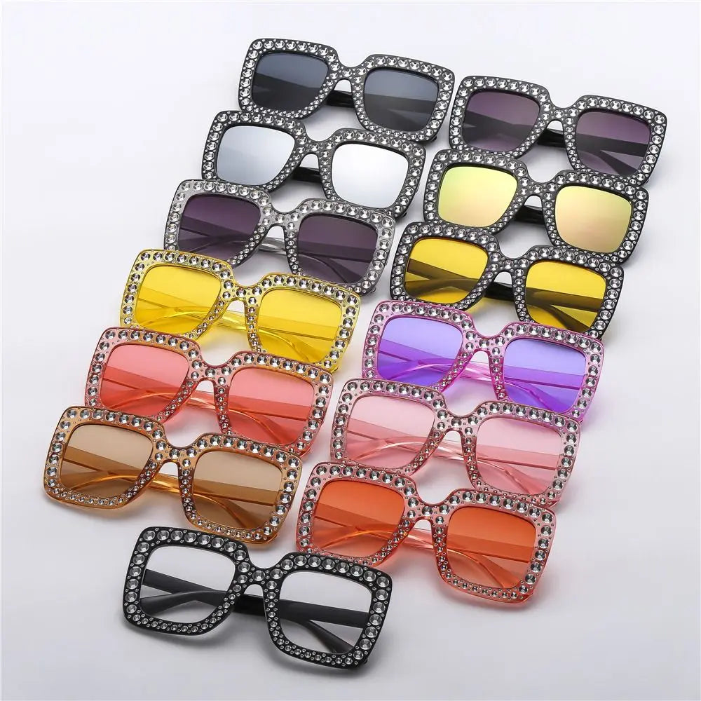 Luxus Kinder-Sonnenbrille für Jungen & Mädchen, glänzende Strasssteine, quadratische UV400 Brille