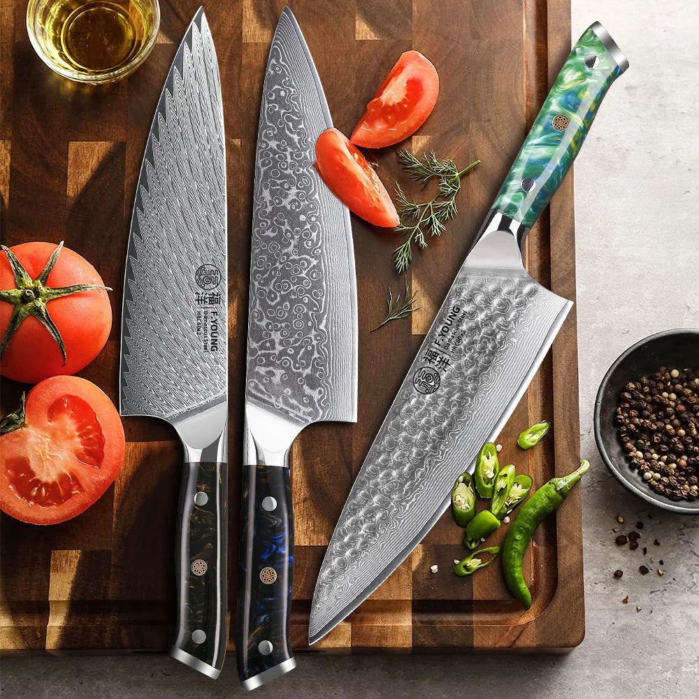 TURWHO 8" Kochmesser – Damascus-Stahl Profi-Messer für Fleisch, Fisch & Gemüse
