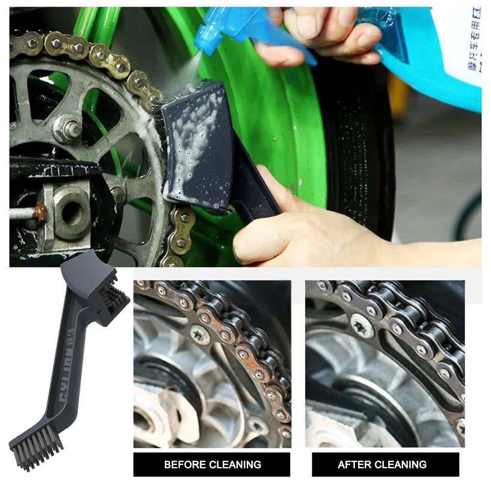 Motorrad- & Mountainbike-Doppelseitige Kettenreinigungsbürste, Fahrrad-Scooter-Ketten-Detailing-Werkzeug