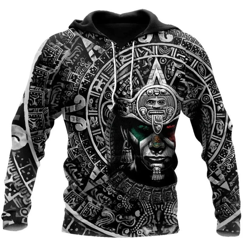 3D-gedruckter Azteken-Hoodie für Herren mit mexikanischem Totem-Muster