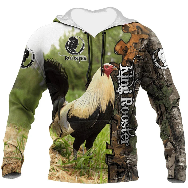 Mexikanische Flagge Huhn 3D Hoodie Unisex Streetwear