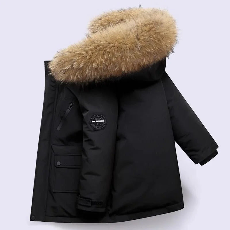 Jungen Winterparka mit Fellkragen & Kapuze