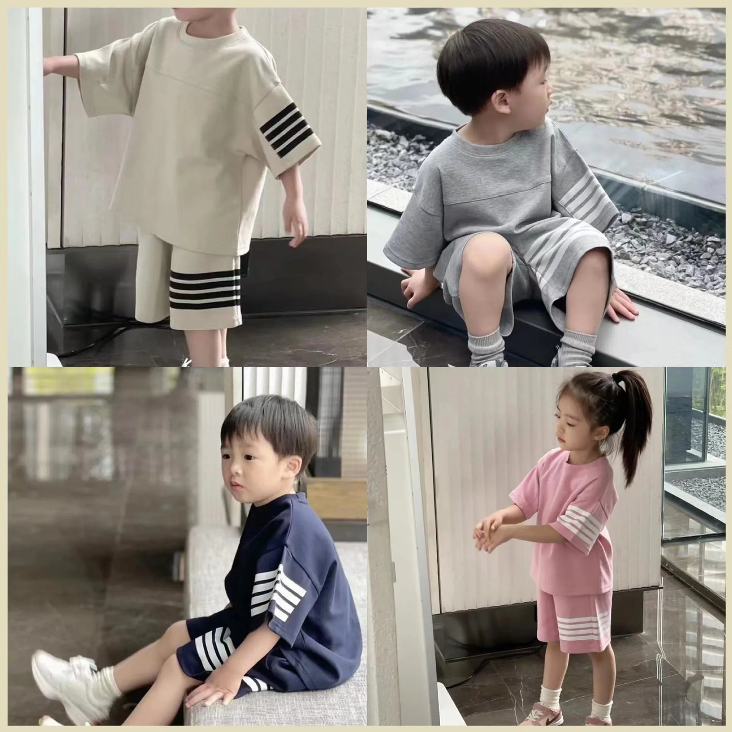 Koreanischer Stil Jungen Tracksuit – Lockere Sommer 2-teilige Kinderbekleidung
