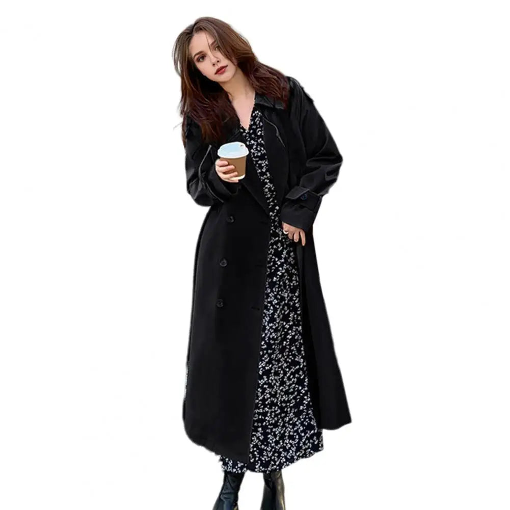 2024 Damen Kurzer Trenchcoat: Doppelreihiger Frühlings-Windbreaker