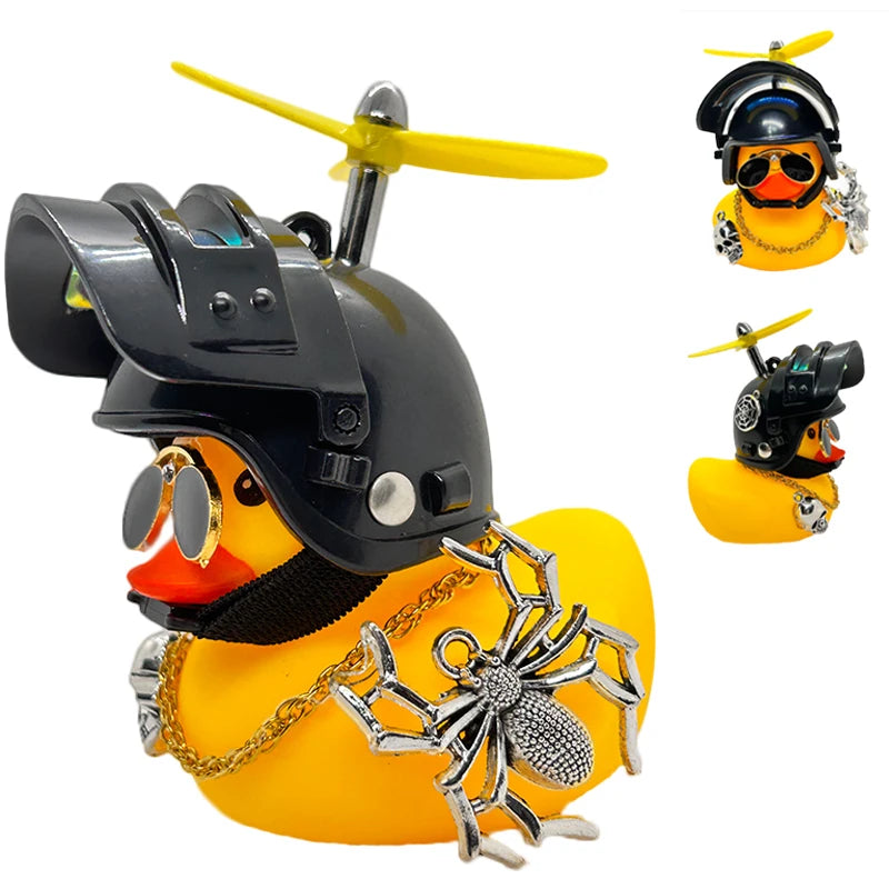 Halloween Duck Car Pendant – Yellow Duck with Helmet, Broken Wind, Bike Accessory.