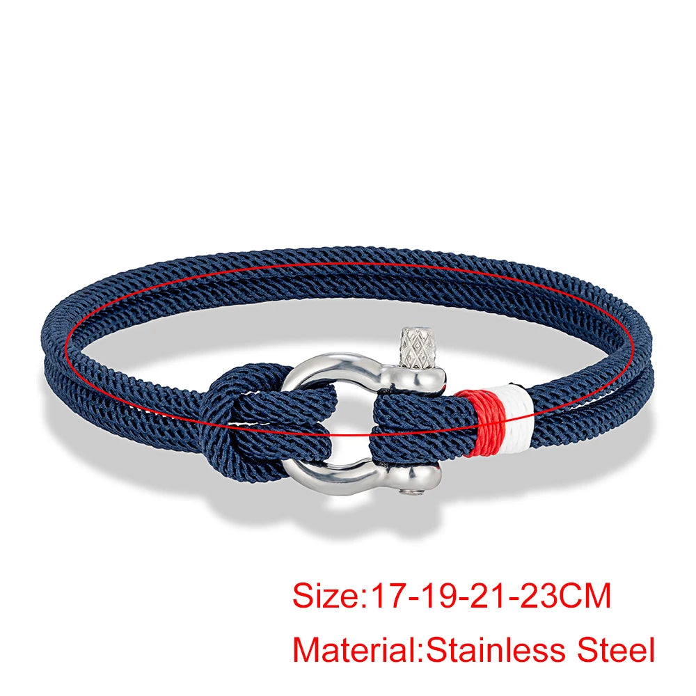 MKENDN Navy Blau Geflochtenes Armband – Edelstahl Hufeisenverschluss