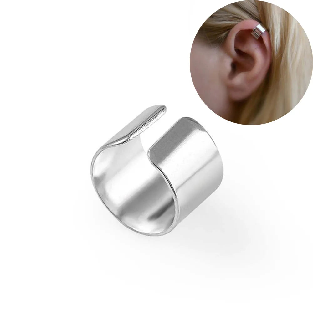 1Stk Punk Rock Edelstahl Hoop Cuff Ohrring – Unisex Runde Clip für Herren & Damen