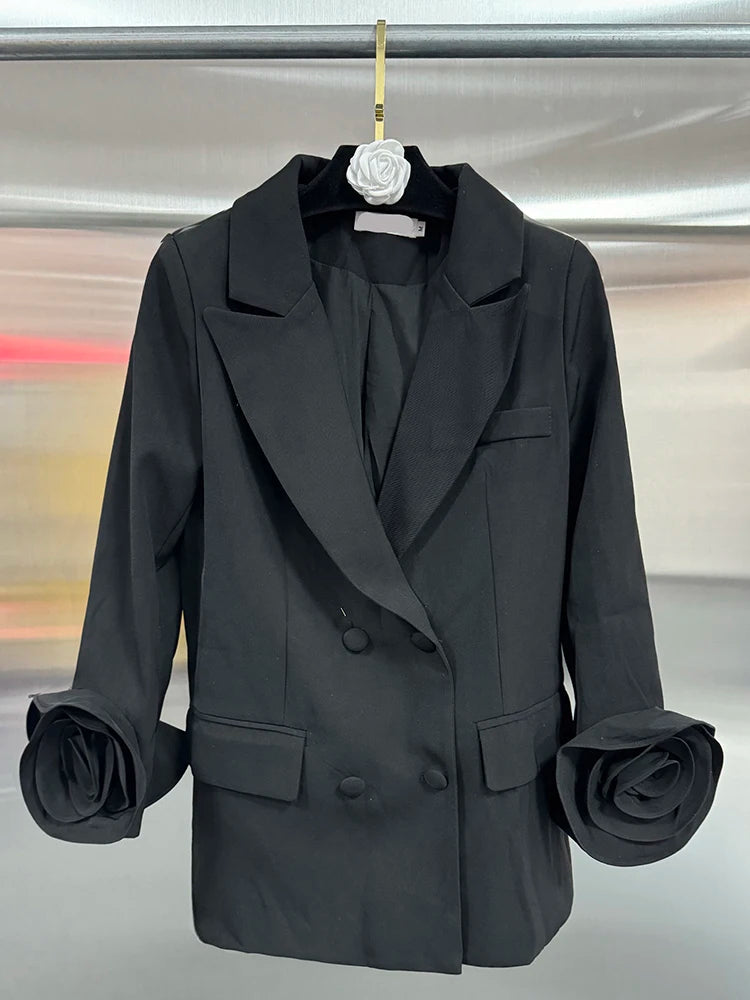 TWOTWINSTYLE Elegant Spliced Blazer - Notched Collar Loose Coat
