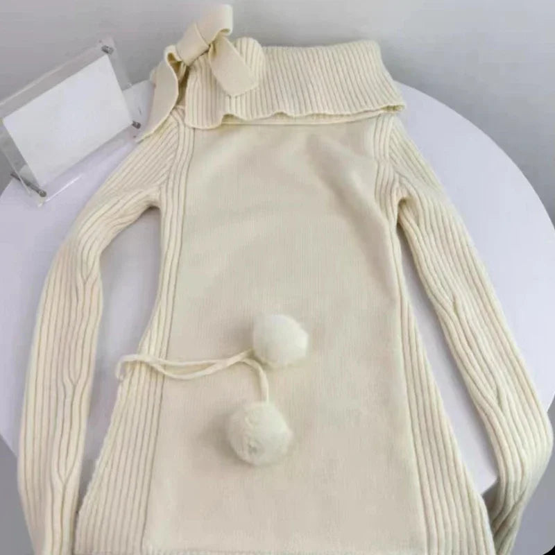 Winter Kawaii 2-teiliger Set Off-Shoulder Top & Mini Rock