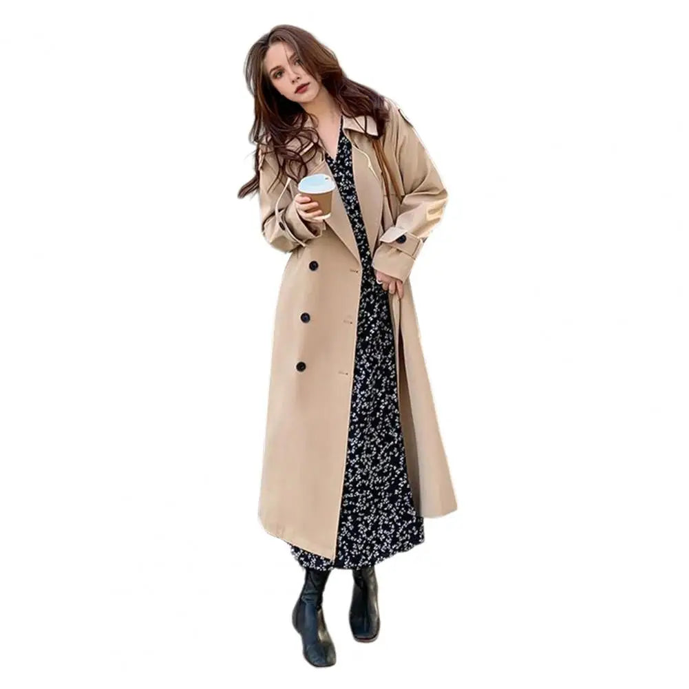 2024 Damen Kurzer Trenchcoat: Doppelreihiger Frühlings-Windbreaker