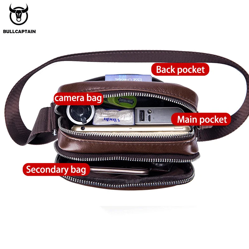 Bullcaptain Lederschultertasche - Schlanker Business-Messenger
