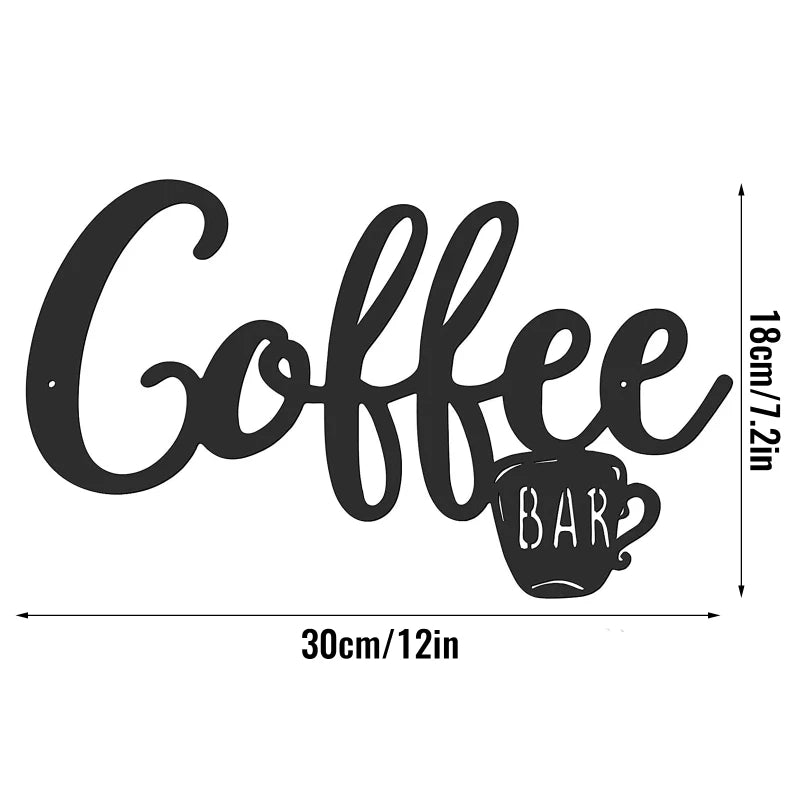 Metall-Kaffeetassen-Schild – Schwarze Hängedeko für Café & Küche