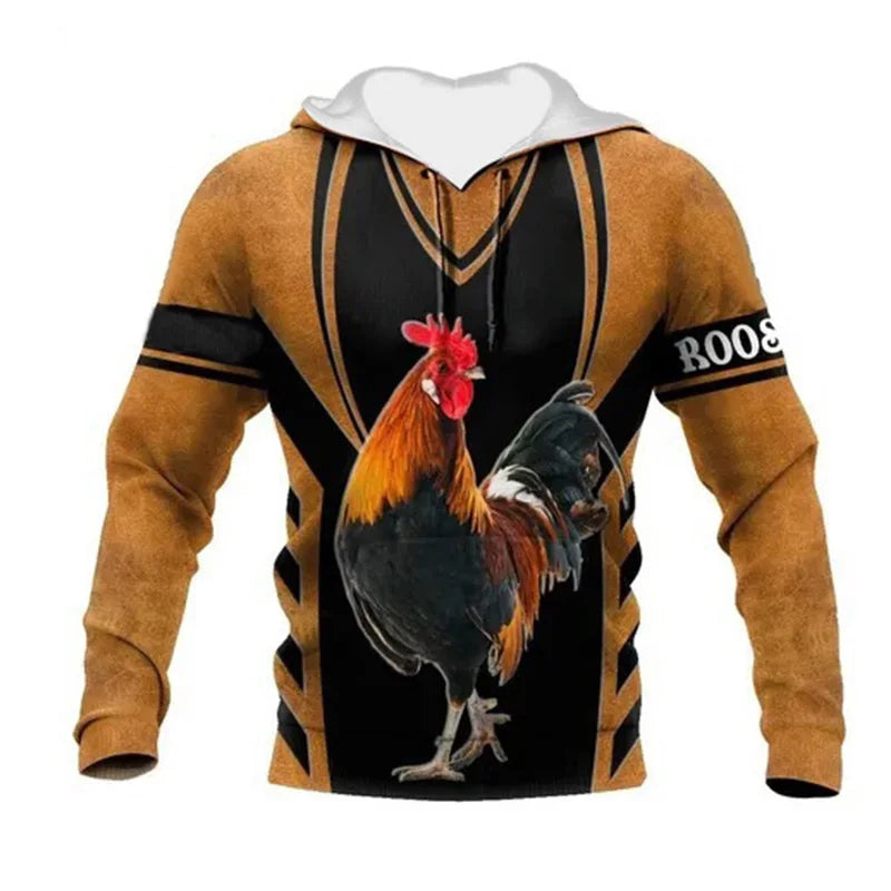 Mexikanische Flagge Huhn 3D Hoodie Unisex Streetwear