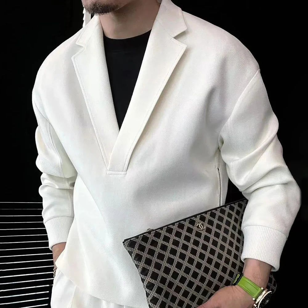 Herren Herbst Anzug – Doppelreißverschluss V-Ausschnitt Retro Set