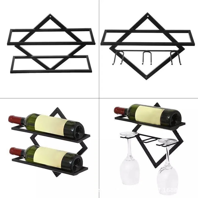 Wandmontiertes Weinregal – Metalllager & Glashalter für Zuhause & Bar