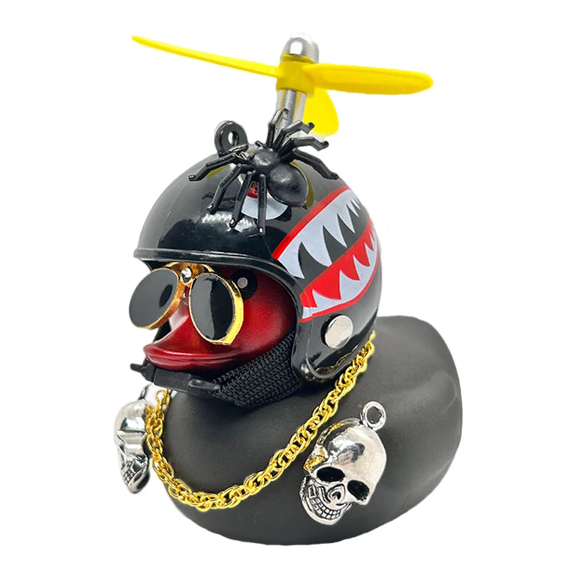 Halloween Duck Car Pendant – Yellow Duck with Helmet, Broken Wind, Bike Accessory.