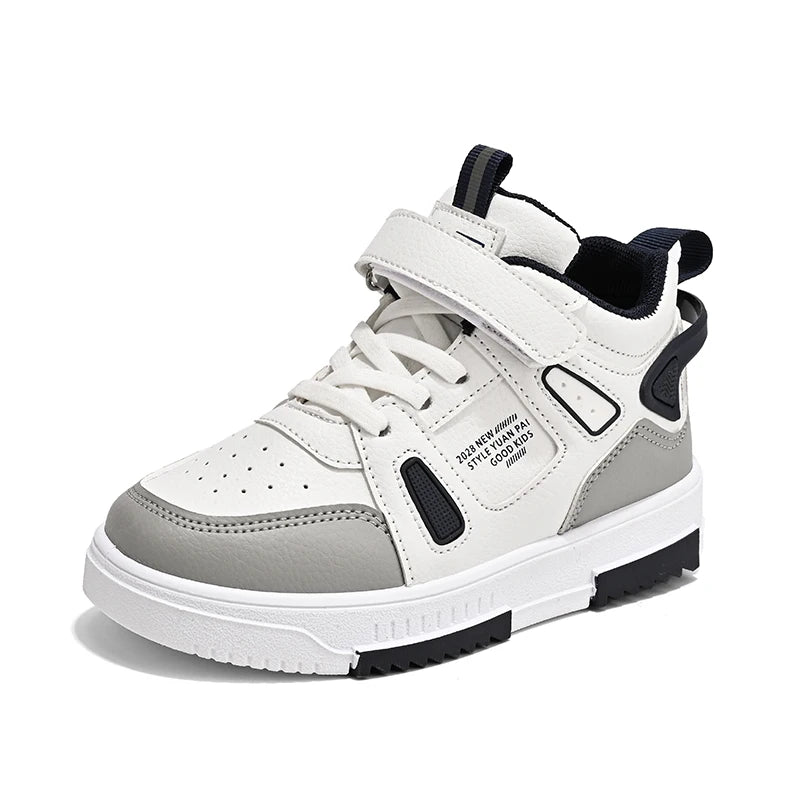 Kinder High-Top Sneakers – Lässig, bequem, rutschfest, Leder-Laufschuhe für Kinder