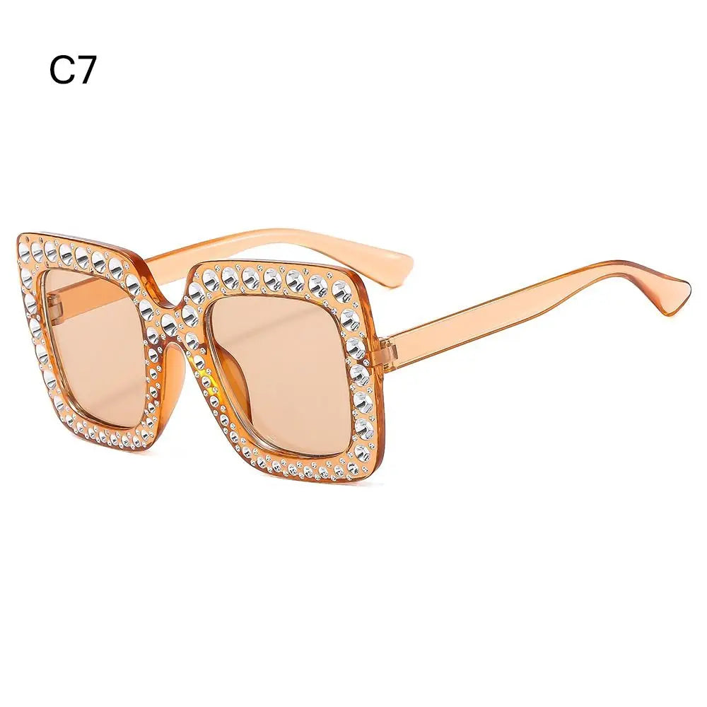 Luxus Kinder-Sonnenbrille für Jungen & Mädchen, glänzende Strasssteine, quadratische UV400 Brille