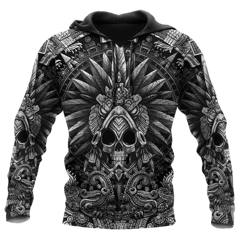 3D-gedruckter Azteken-Hoodie für Herren mit mexikanischem Totem-Muster