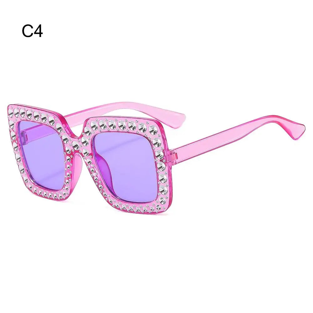 Luxus Kinder-Sonnenbrille für Jungen & Mädchen, glänzende Strasssteine, quadratische UV400 Brille