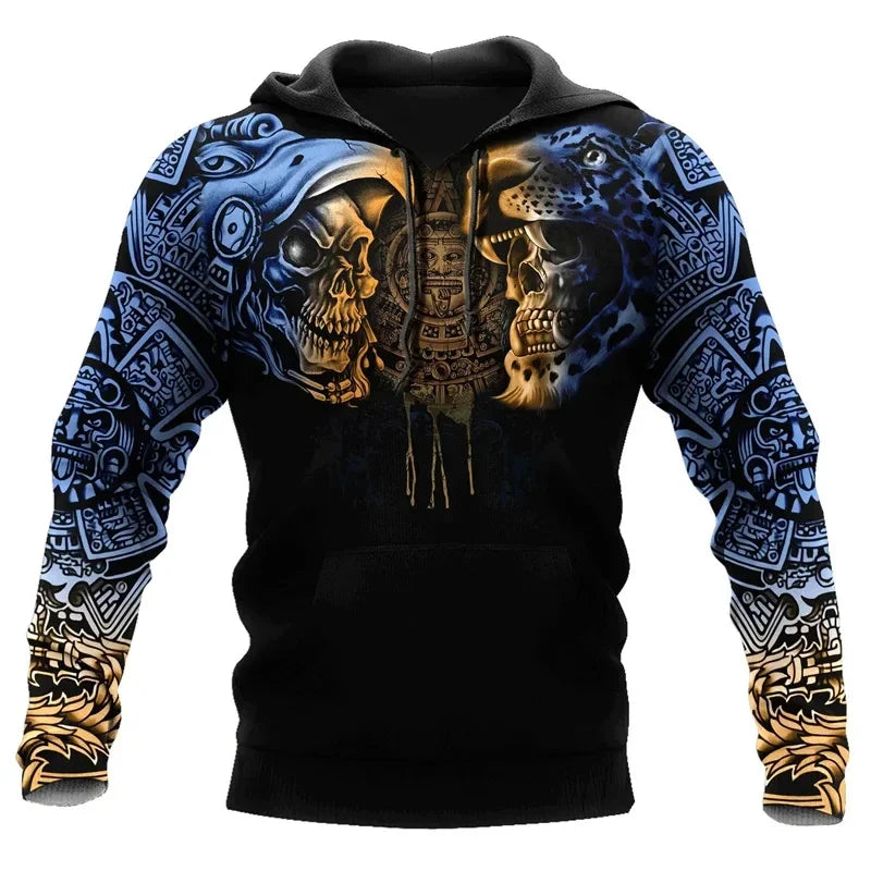 3D-gedruckter Azteken-Hoodie für Herren mit mexikanischem Totem-Muster