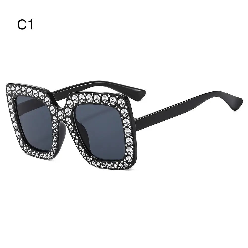 Luxus Kinder-Sonnenbrille für Jungen & Mädchen, glänzende Strasssteine, quadratische UV400 Brille