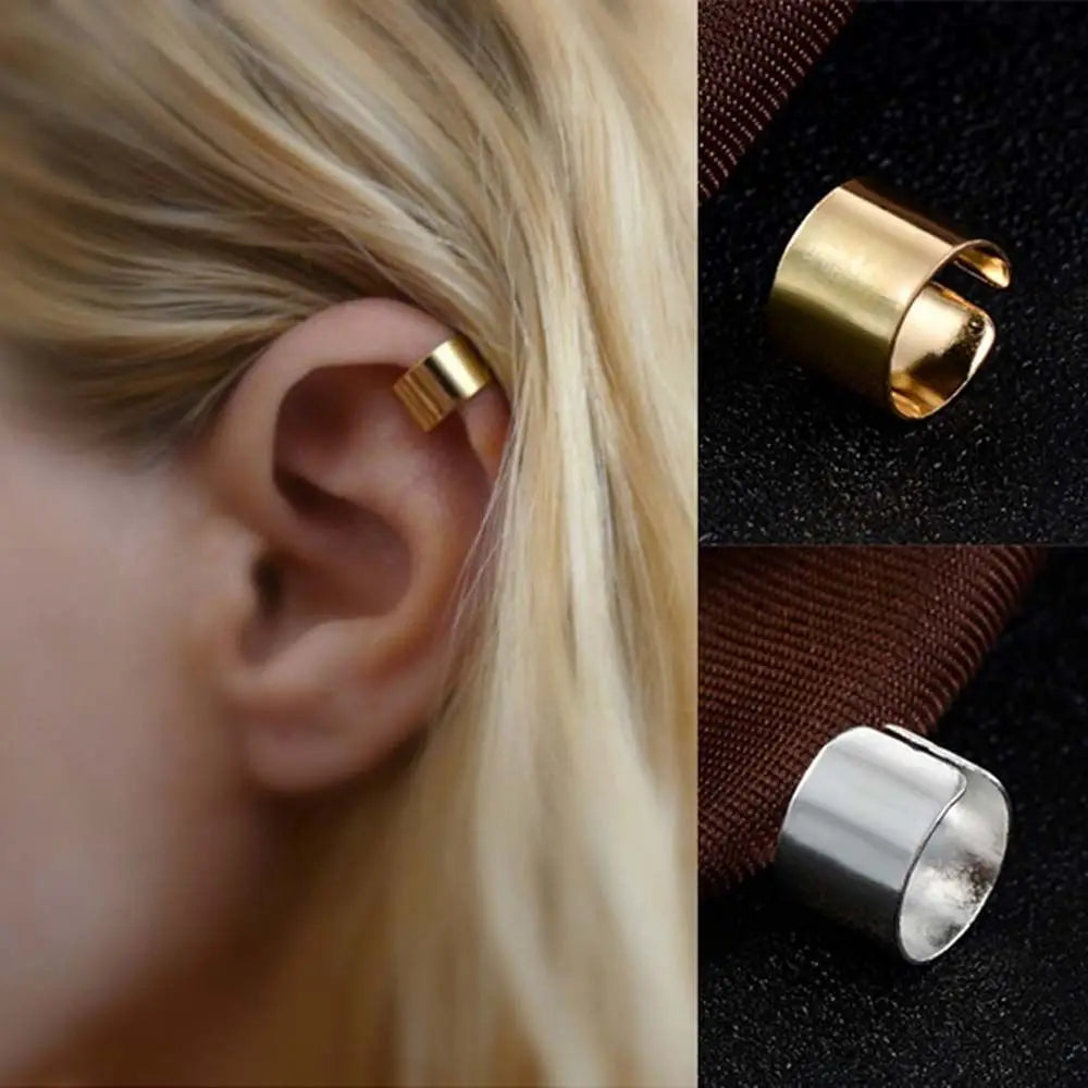 1Stk Punk Rock Edelstahl Hoop Cuff Ohrring – Unisex Runde Clip für Herren & Damen