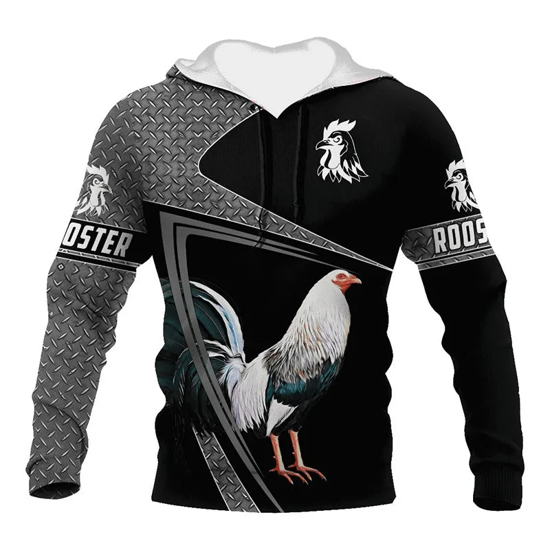 Mexikanische Flagge Huhn 3D Hoodie Unisex Streetwear