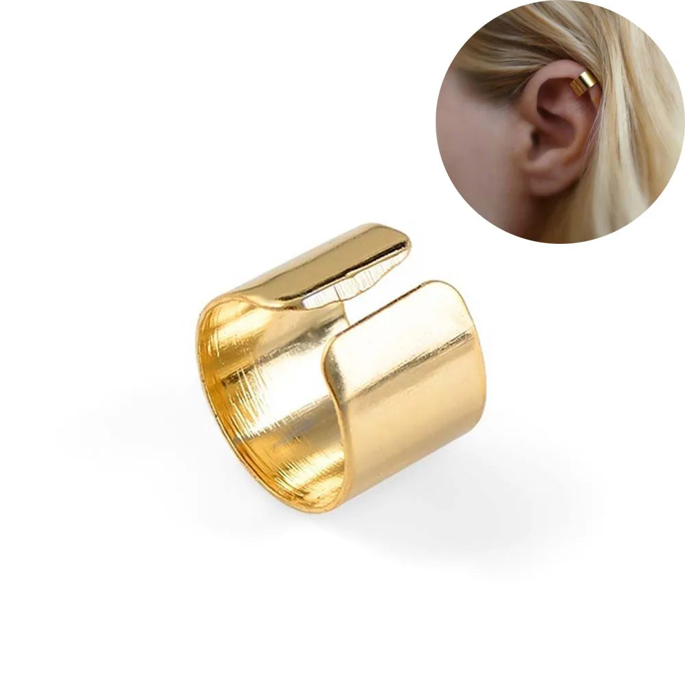 1Stk Punk Rock Edelstahl Hoop Cuff Ohrring – Unisex Runde Clip für Herren & Damen