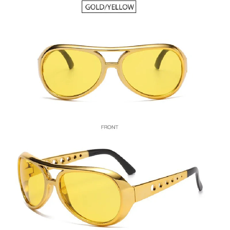Elvis Presley Sonnenbrille – Elektroplattierte, bunte Festival-Partybrille