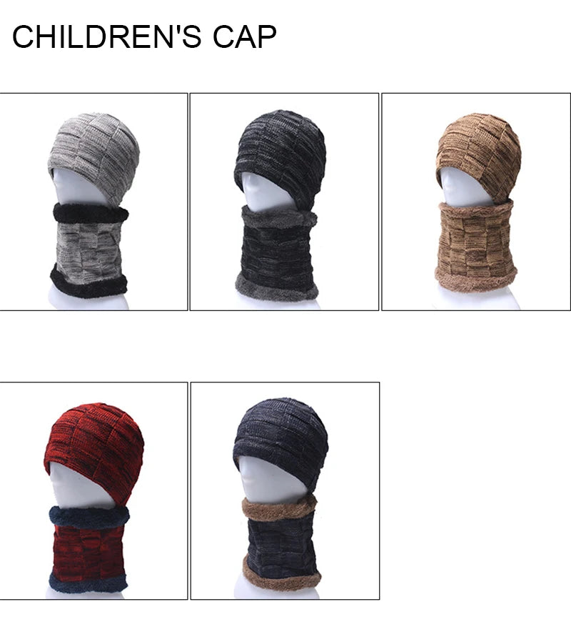 2er Set Herren Beanie Mütze & Schal Winter Strickmütze mit Plus-Velours
