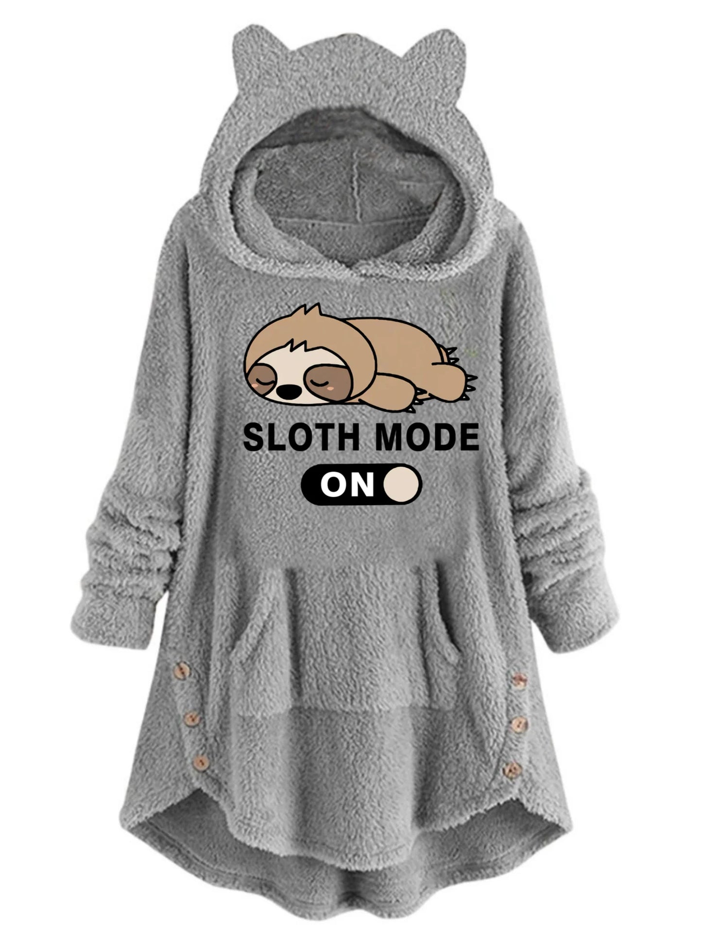 Damen Pullover Herbst Winter Katzenohren Hoodie Plüsch Print