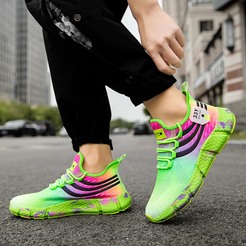 Neue Herrenmode Laufsneaker – Atmungsaktive, Leichte, Rutschfeste Tennisschuhe in Leuchtend Grün