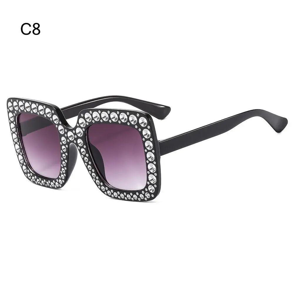 Luxus Kinder-Sonnenbrille für Jungen & Mädchen, glänzende Strasssteine, quadratische UV400 Brille