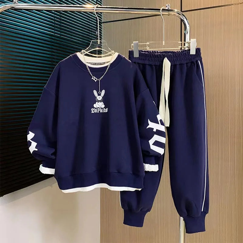 Baby-Kleidungsset – Pullover-Sweatshirt & Baumwoll-Sporthose, 2-teiliges Outfit für Jungen und Mädchen