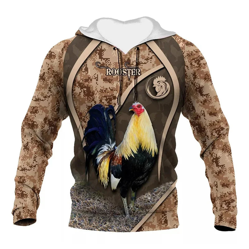 Mexikanische Flagge Huhn 3D Hoodie Unisex Streetwear