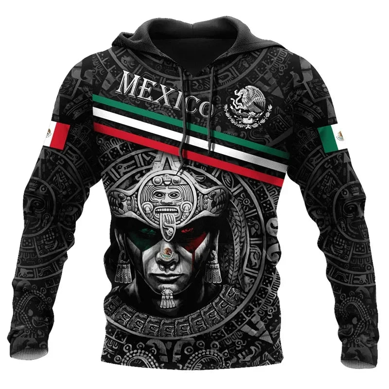 3D-gedruckter Azteken-Hoodie für Herren mit mexikanischem Totem-Muster