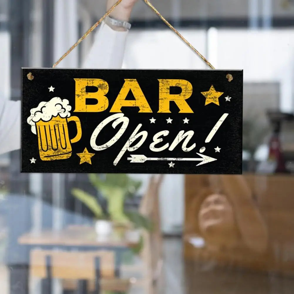 Holzschild Bar-Schild mit Bier-Motiv und Aufhängeseil