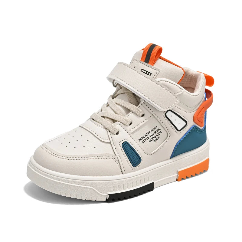 Kinder High-Top Sneakers – Lässig, bequem, rutschfest, Leder-Laufschuhe für Kinder