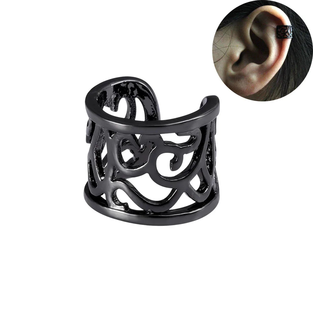 1Stk Punk Rock Edelstahl Hoop Cuff Ohrring – Unisex Runde Clip für Herren & Damen