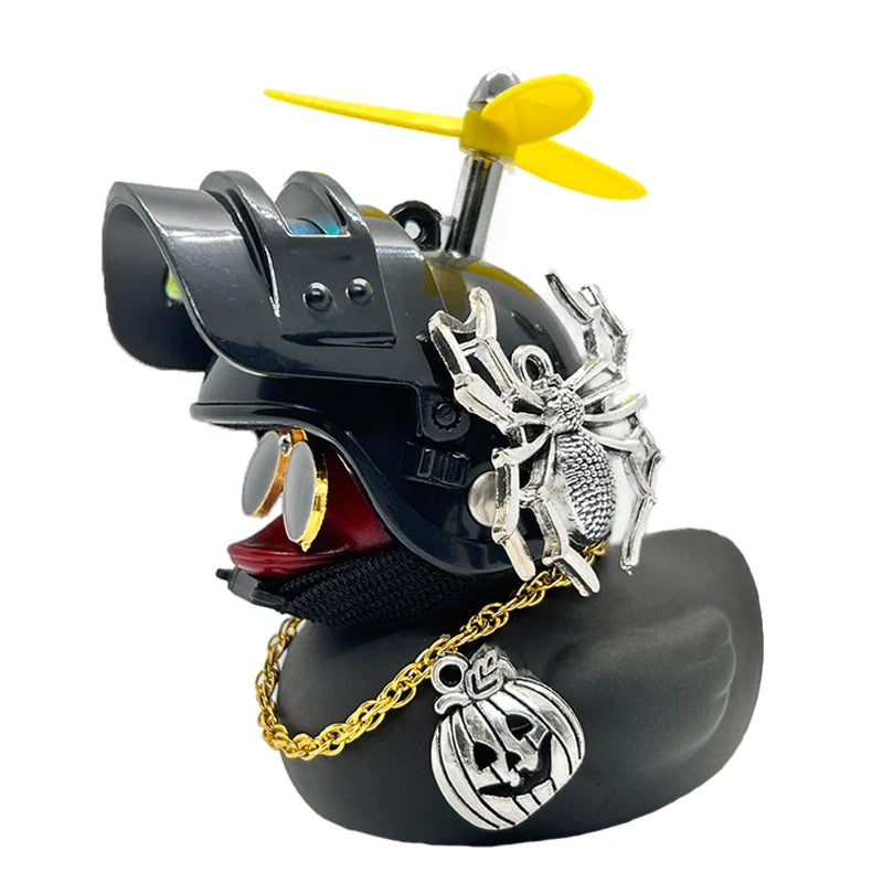 Halloween Duck Car Pendant – Yellow Duck with Helmet, Broken Wind, Bike Accessory.