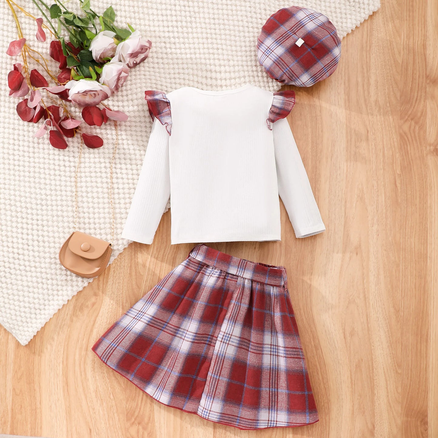 Babymädchen Flutter-Top & Karorock: Herbst-Party-Outfit