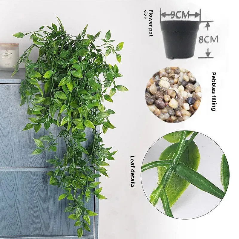 Künstlicher Monstera-Baum mit hängenden Bohnenkapseln – Topfgrün für Innen- und Außendekoration