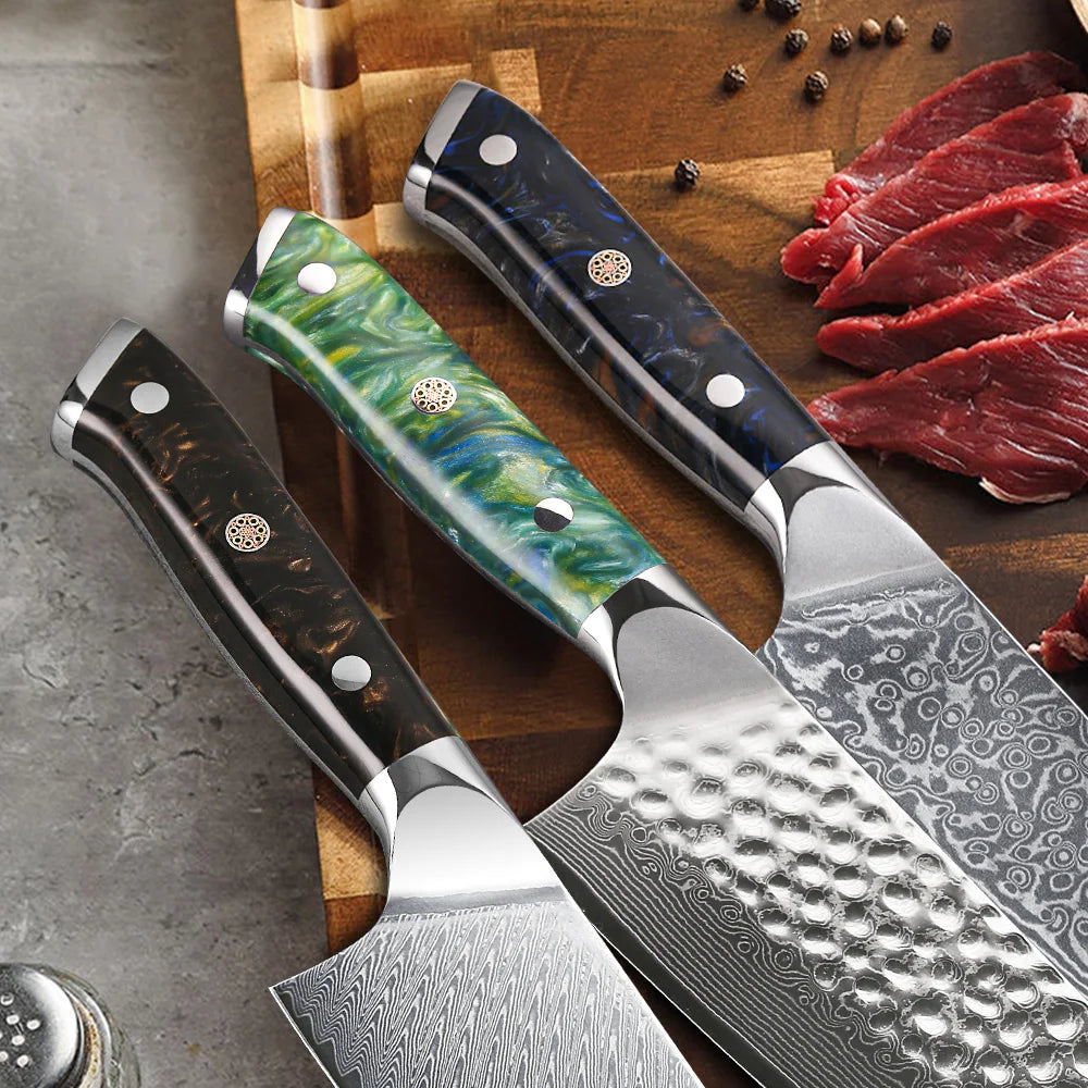 TURWHO 8" Kochmesser – Damascus-Stahl Profi-Messer für Fleisch, Fisch & Gemüse