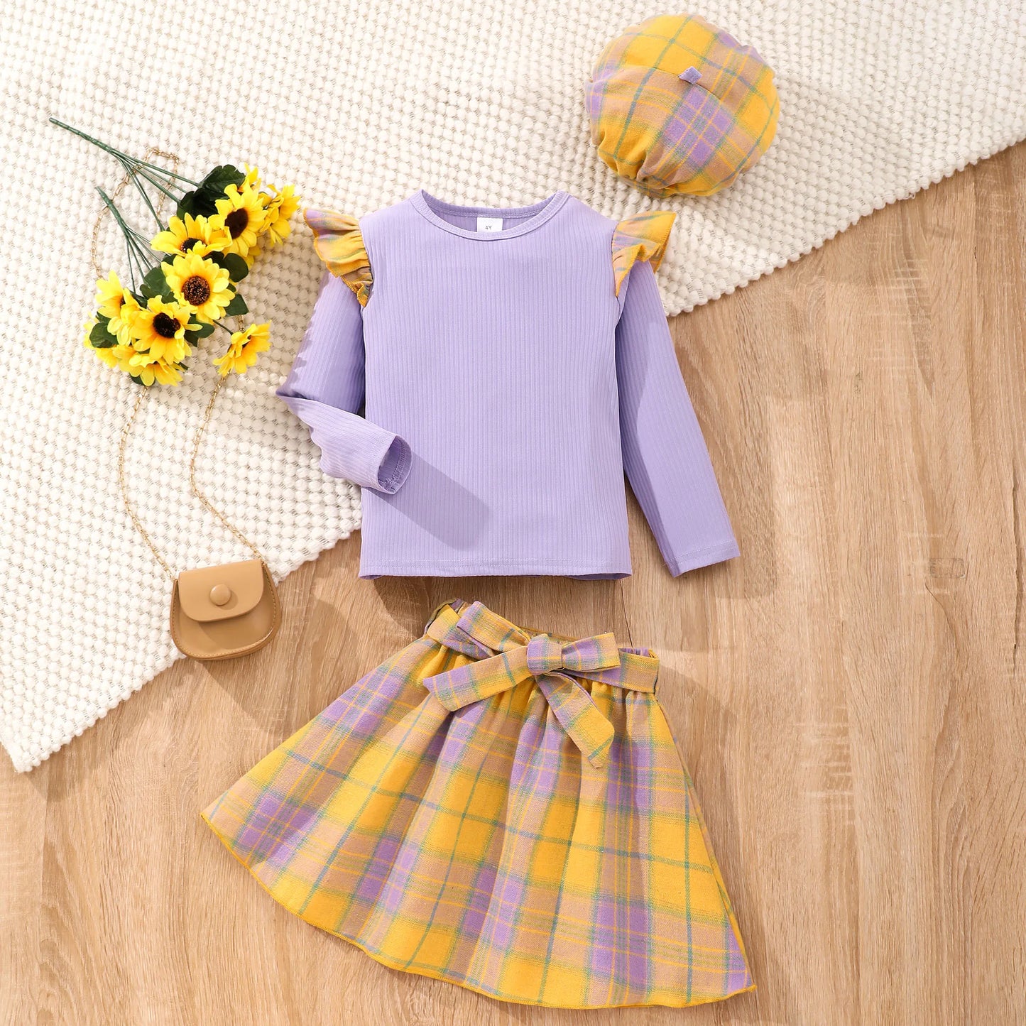 Babymädchen Flutter-Top & Karorock: Herbst-Party-Outfit