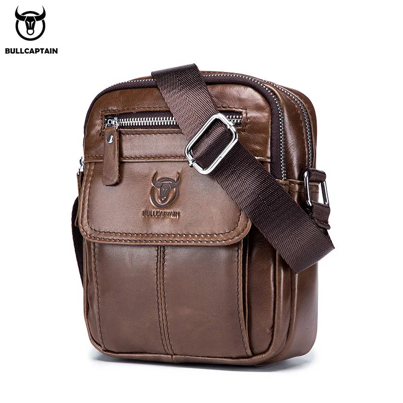 Bullcaptain Lederschultertasche - Schlanker Business-Messenger