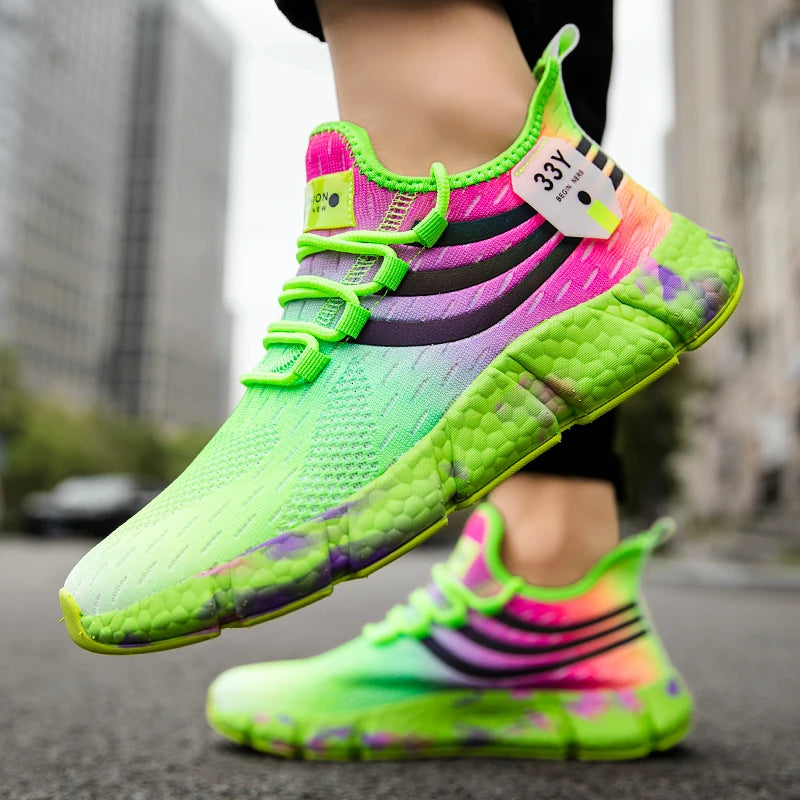 Neue Herrenmode Laufsneaker – Atmungsaktive, Leichte, Rutschfeste Tennisschuhe in Leuchtend Grün
