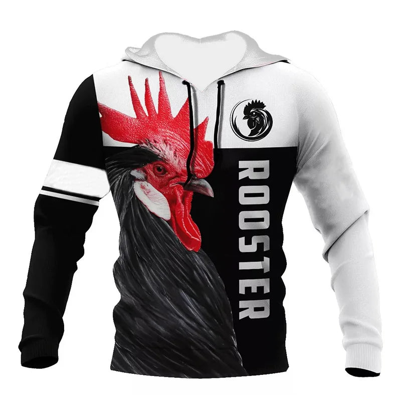 Mexikanische Flagge Huhn 3D Hoodie Unisex Streetwear