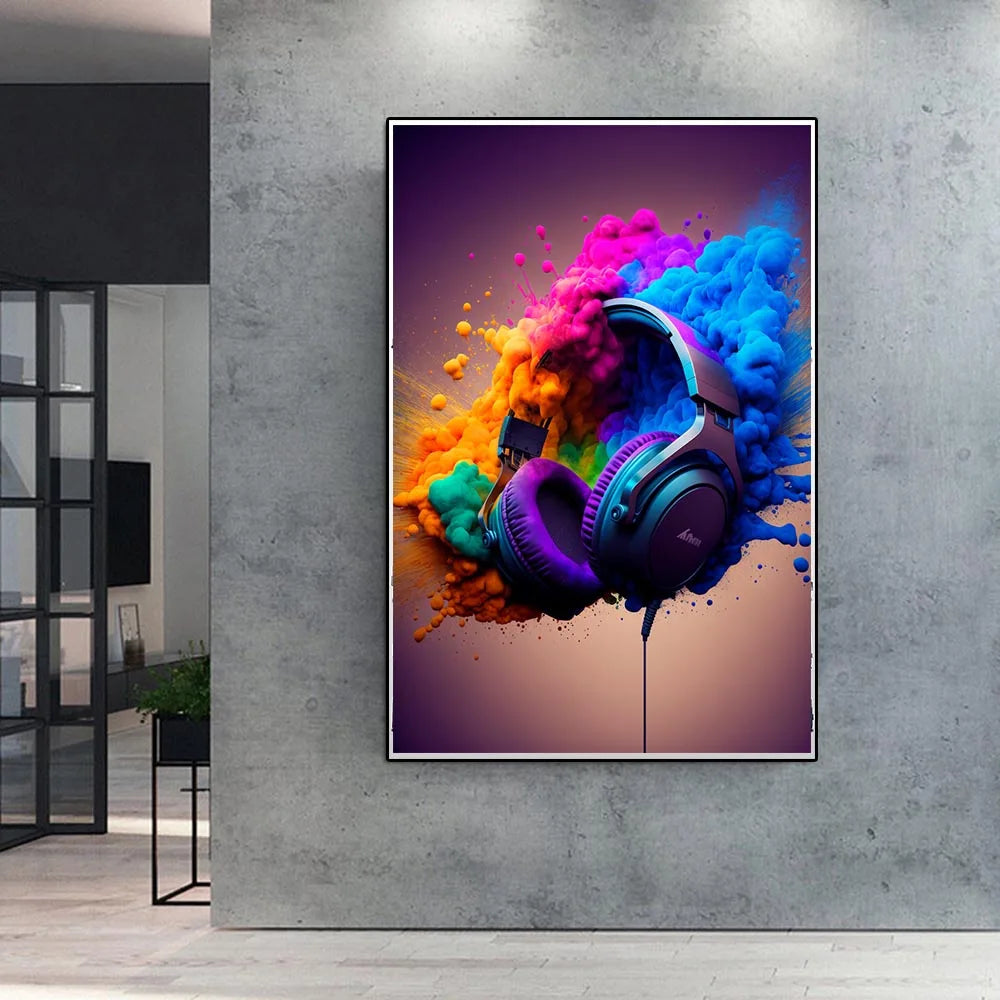 Kopfhörer Wanddeko Abstraktes Canvas Poster Raumgestaltung